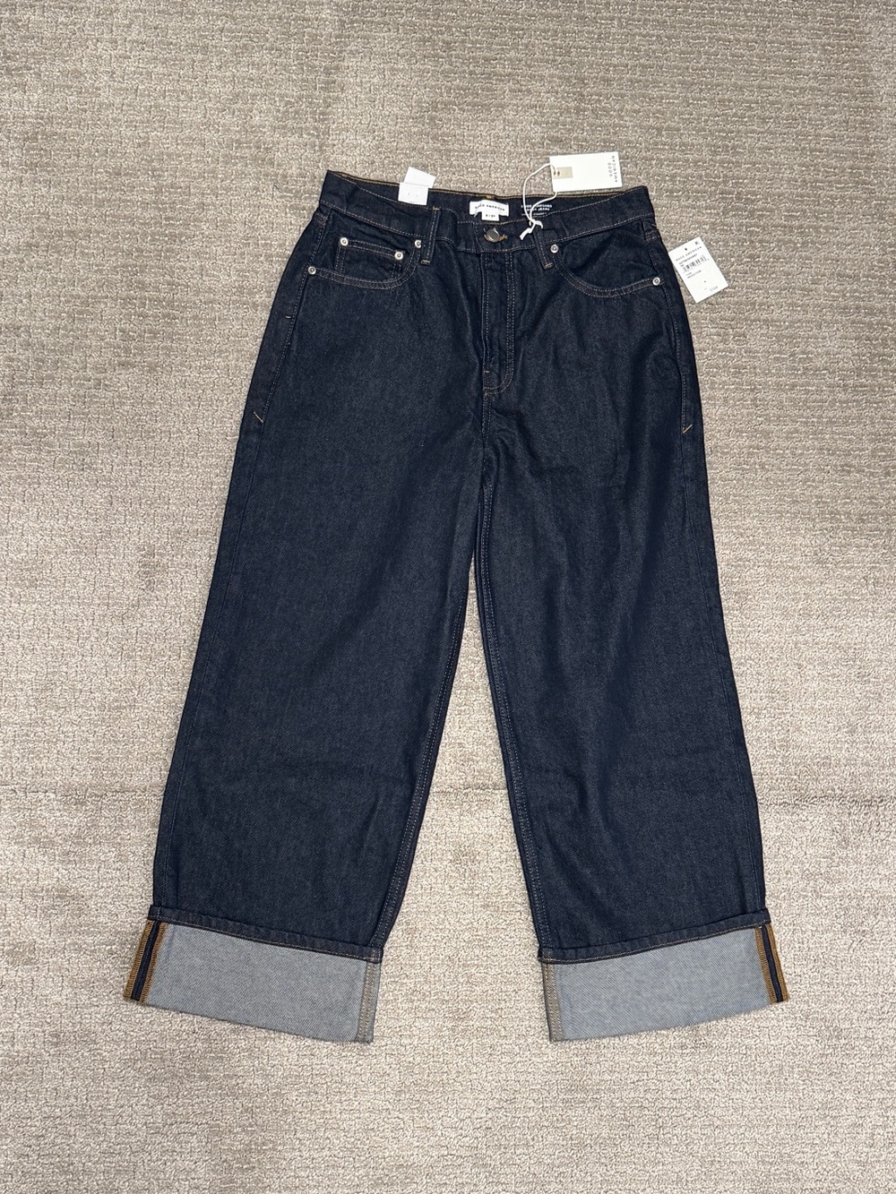 Good American Wide-Leg Cuffed Dark Indigo Jeans in size 4 NWT - Picture 2 of 8